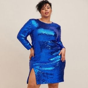 Torrid Knee Length Royal Blue Sequin Dress